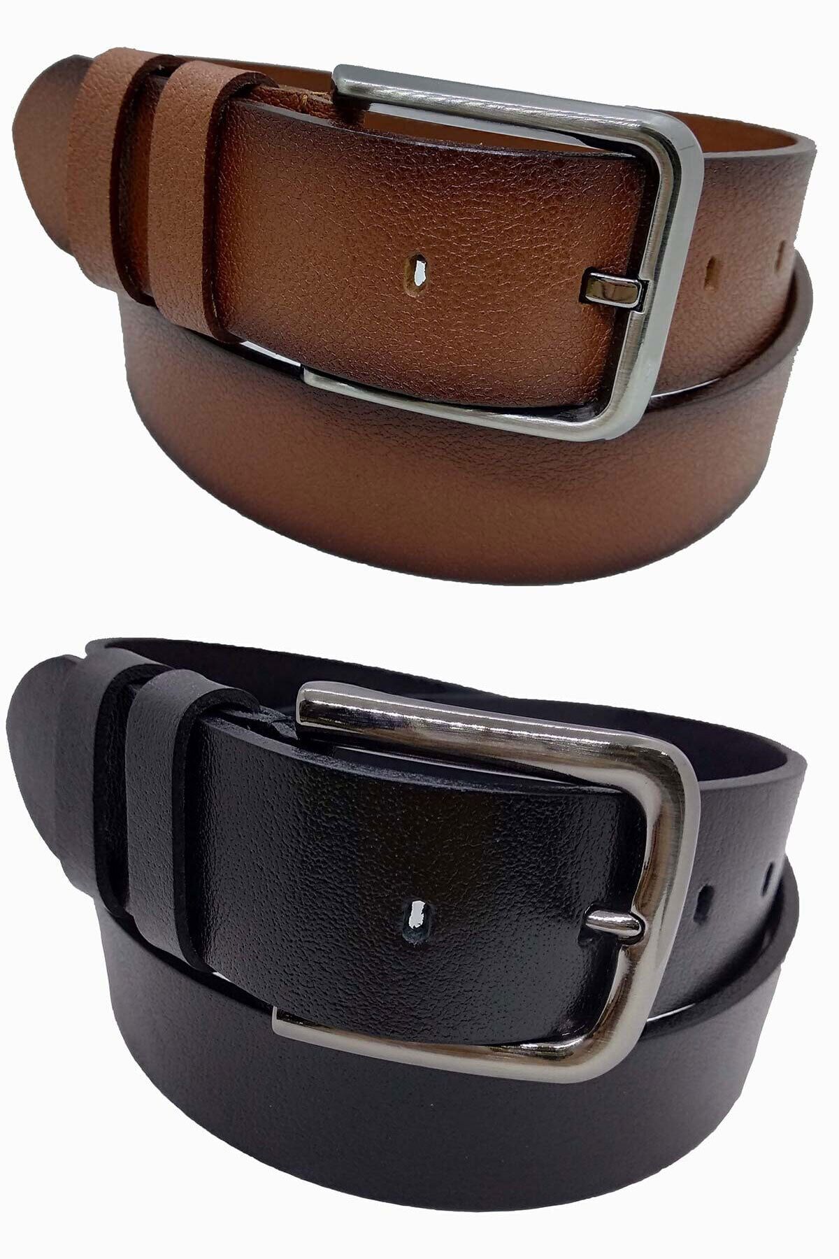 %100 hakiki deri 2’li siyah Taba Erkek Kemer