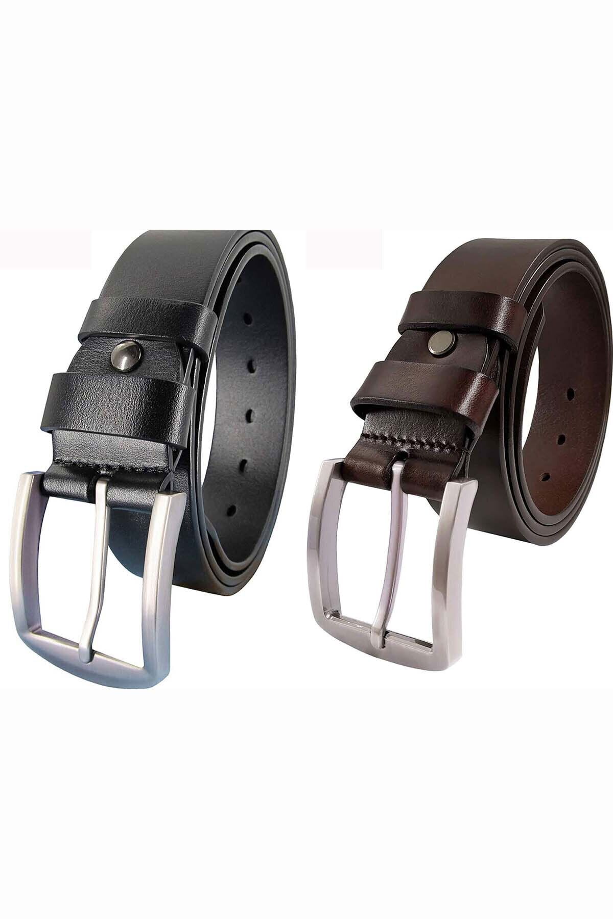Erkek Siyah Kahverengi Kemer 2’li