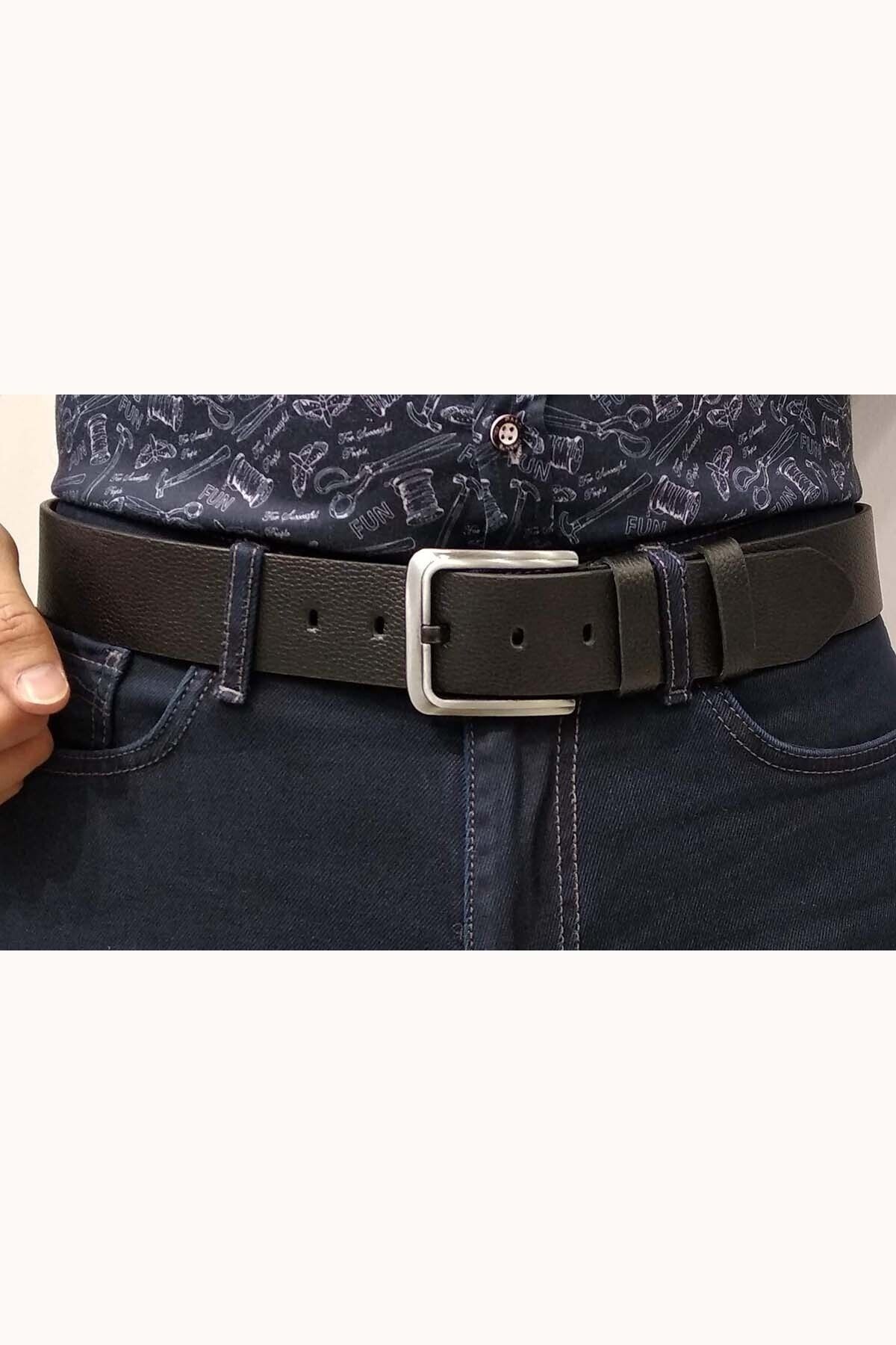 Erkek Deri Kemer Siyah 4 Cm