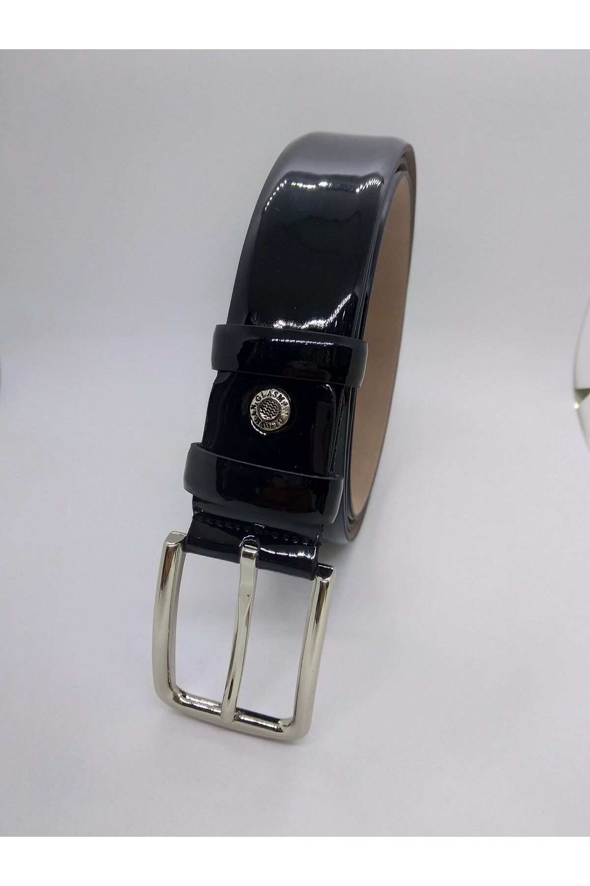 Erkek Parlak Siyah Klasik Deri Kemer Takım Elbise, Kumaş Ve Keten Uyumlu