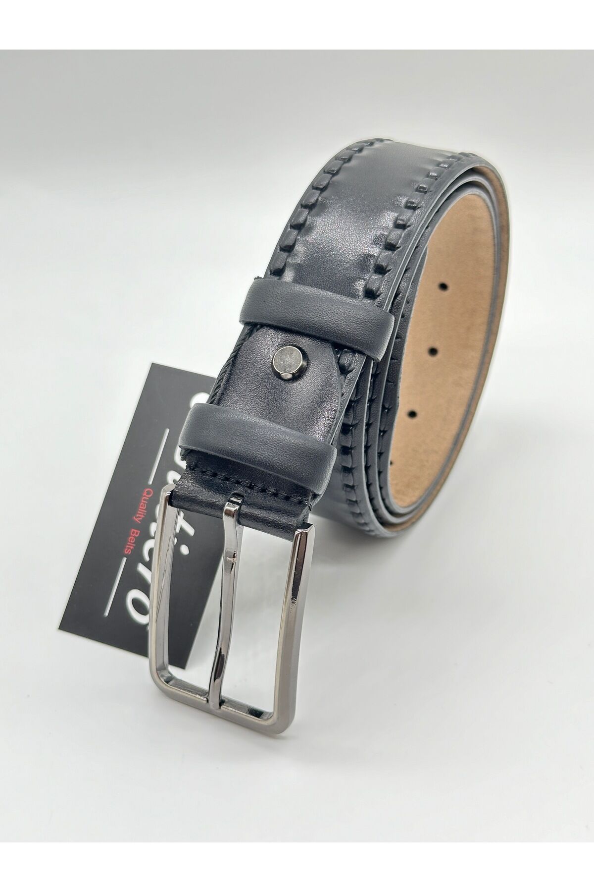 Erkek %100 Hakiki Deri Siyah Klasik Kemer