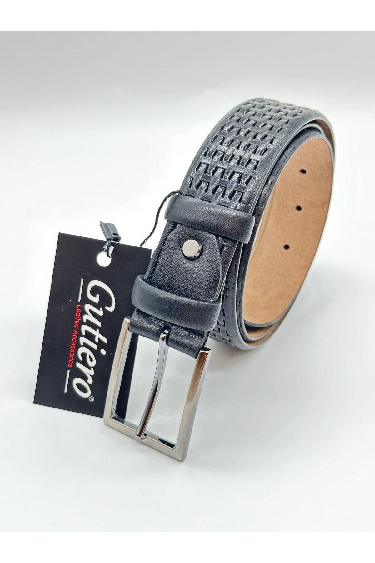 Erkek %100 Hakiki Deri Siyah Klasik Kemer