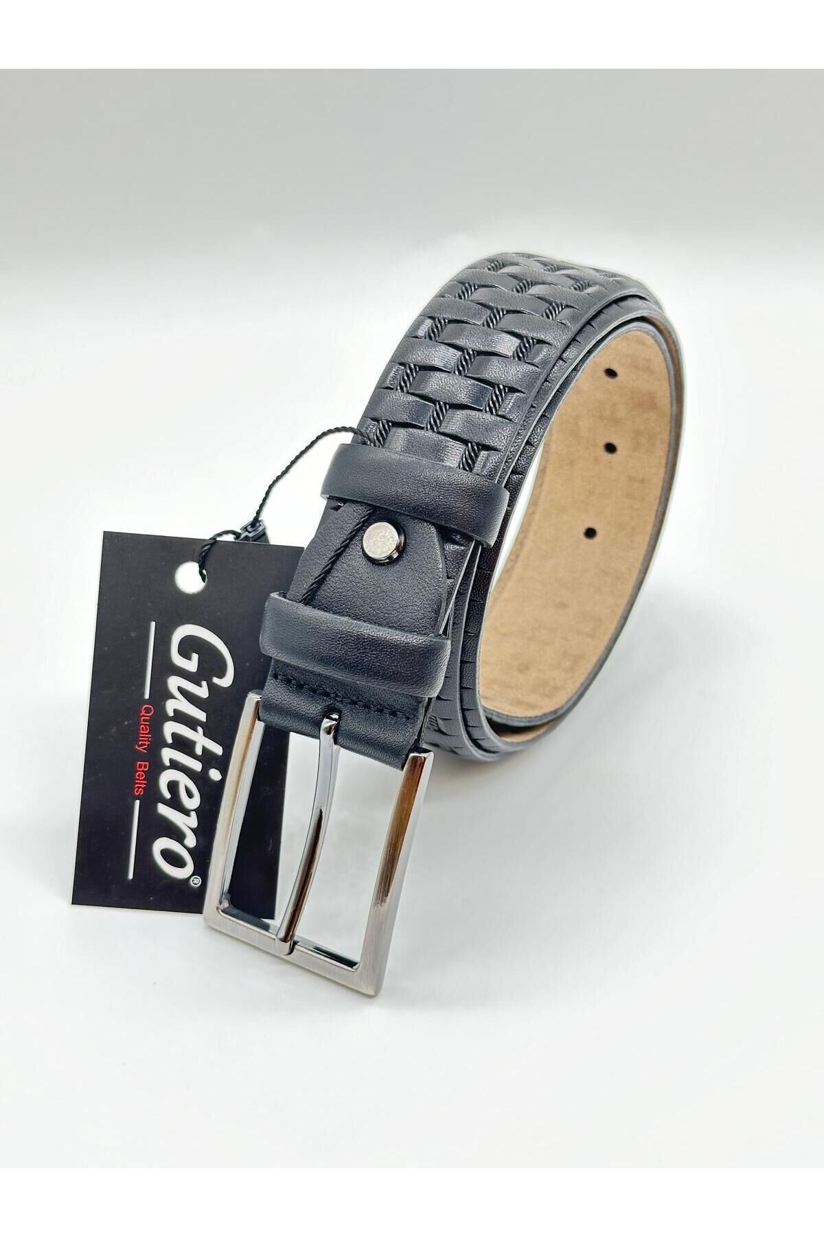 Erkek %100 Hakiki Deri Siyah Klasik Kemer