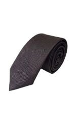 Siyah Kendinden Desenli Slim Kravat Siyah