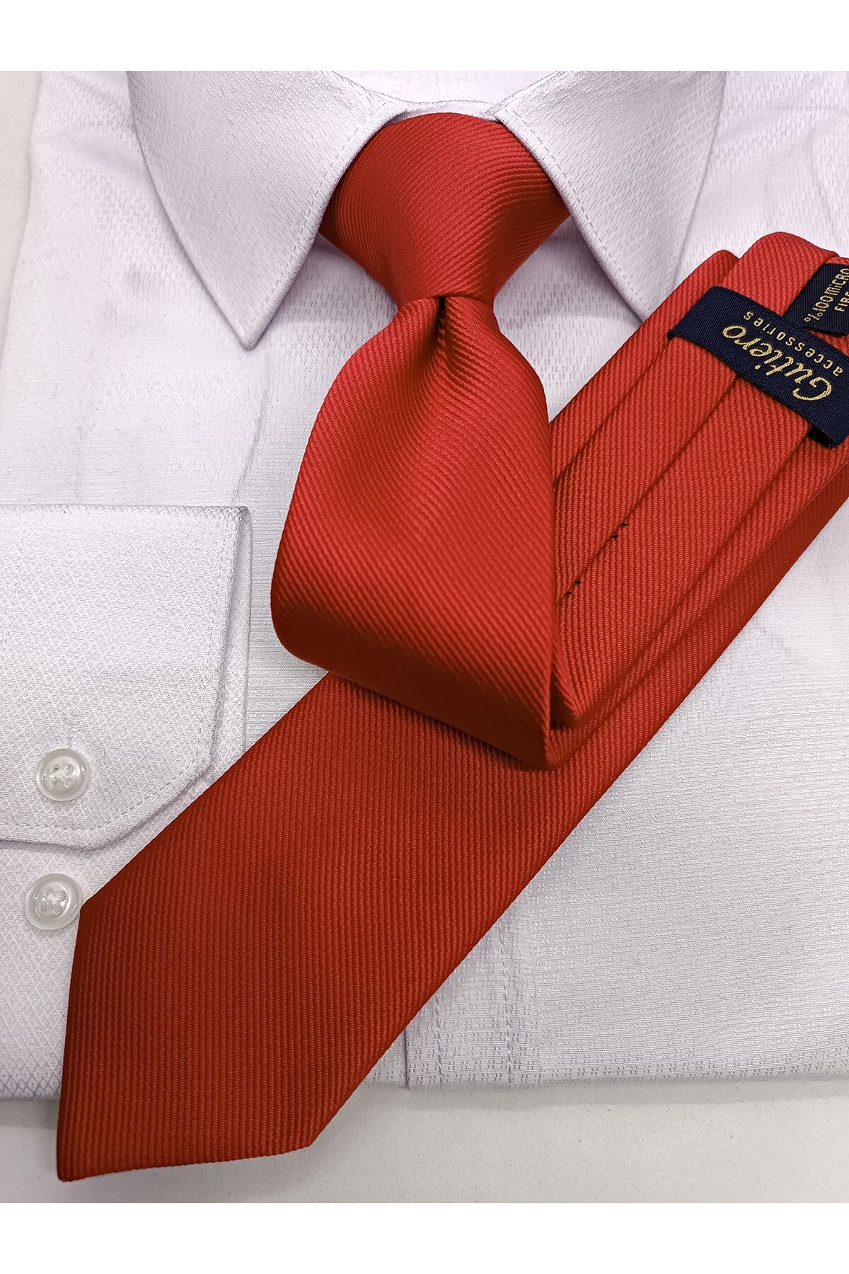 Kırmızı Fitilli Slim Kravat