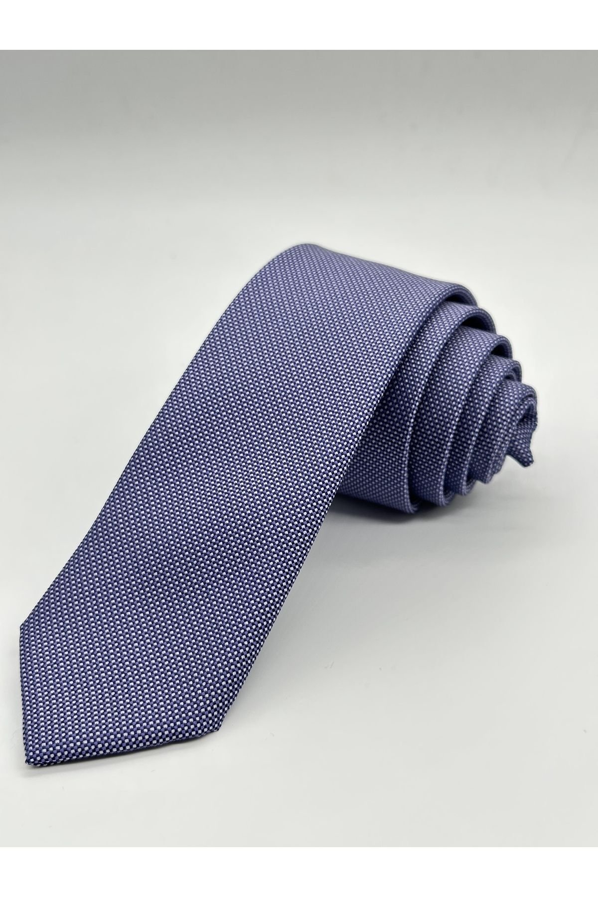 Lila Kum Desenli Slim Kravat