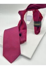 Kırmızı Desenli Mendilli Klasik Kravat