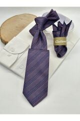 Gülkurusu Desenli Mendilli Klasik Kravat