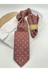 Kiremit Puantiyeli Mendilli Klasik Kravat