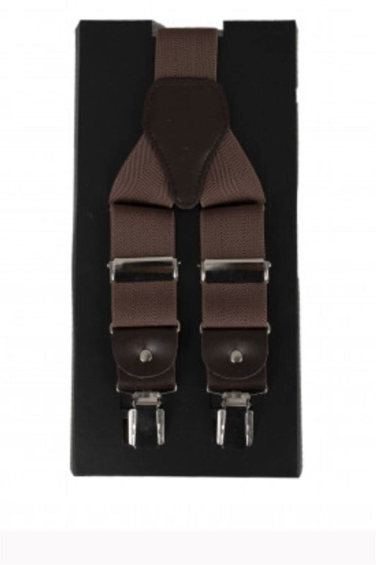 Kahverengi Deri Bağlantılı Pantolon Askısı