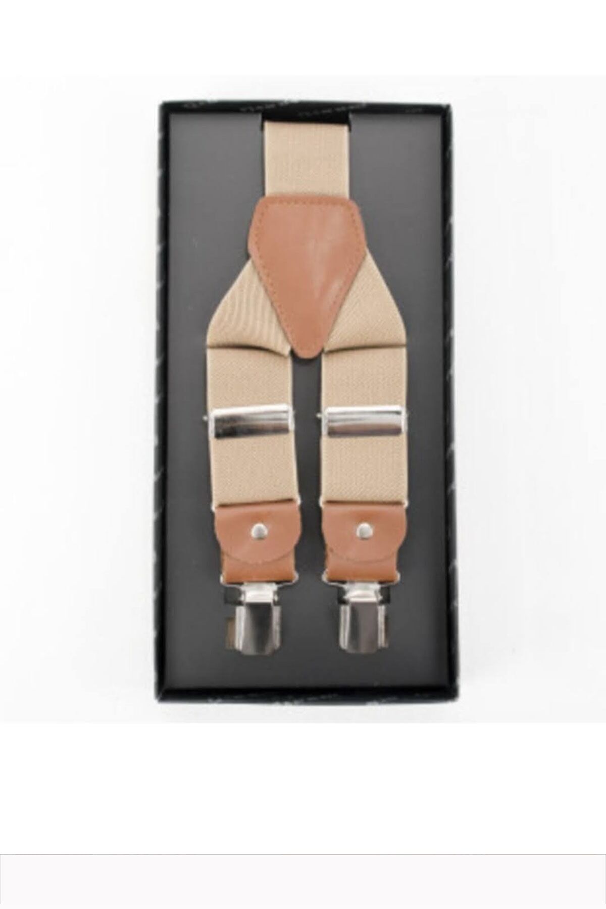 Açık Kahverengi Deri Bağlantılı Pantolon Askısı