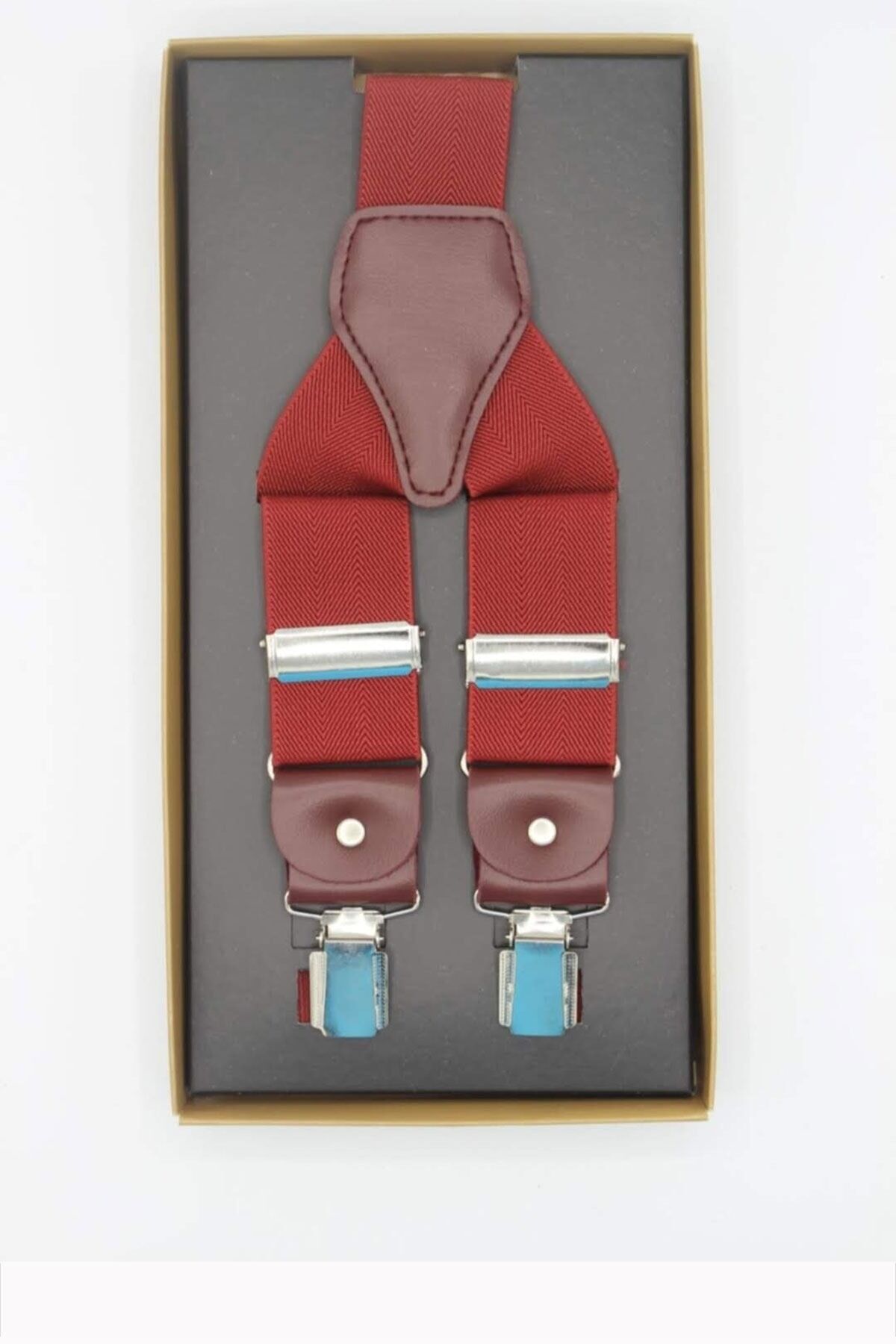 Kırmızı Deri Bağlantılı Pantolon Askısı