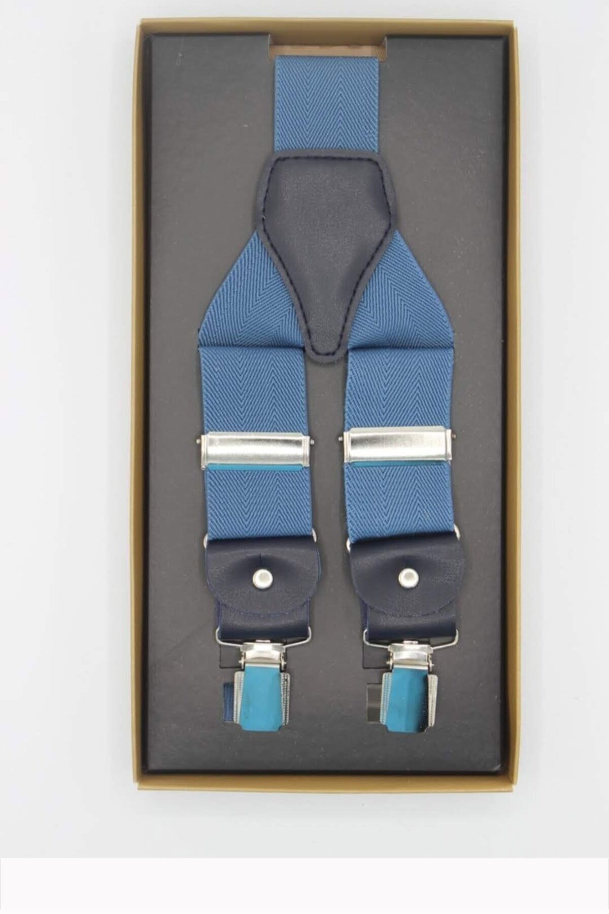 Mavi Deri Bağlantılı Pantolon Askısı