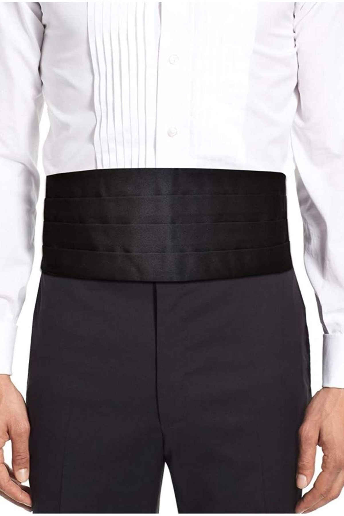 Erkek Siyah Damatlık Smokin Kemer Seti