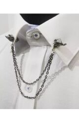 El Bombası Figürlü Zincirli Gömlek Yaka Iğnesi