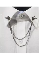 El Bombası Figürlü Zincirli Gömlek Yaka Iğnesi