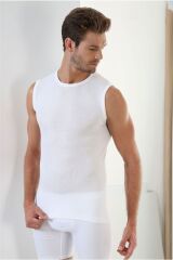 Arma Premium %100 Pamuklu Yuvarlak Yaka Kolsuz Erkek Beyaz Atlet