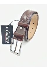 Erkek %100 Hakiki Deri Siyah Klasik Kemer Kahverengi - 120 Cm