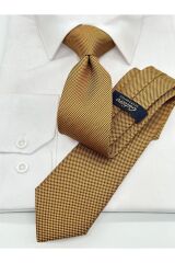 Lila Kum Desenli Slim Kravat Gold