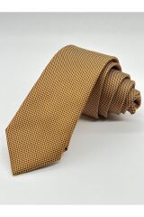 Lila Kum Desenli Slim Kravat Gold