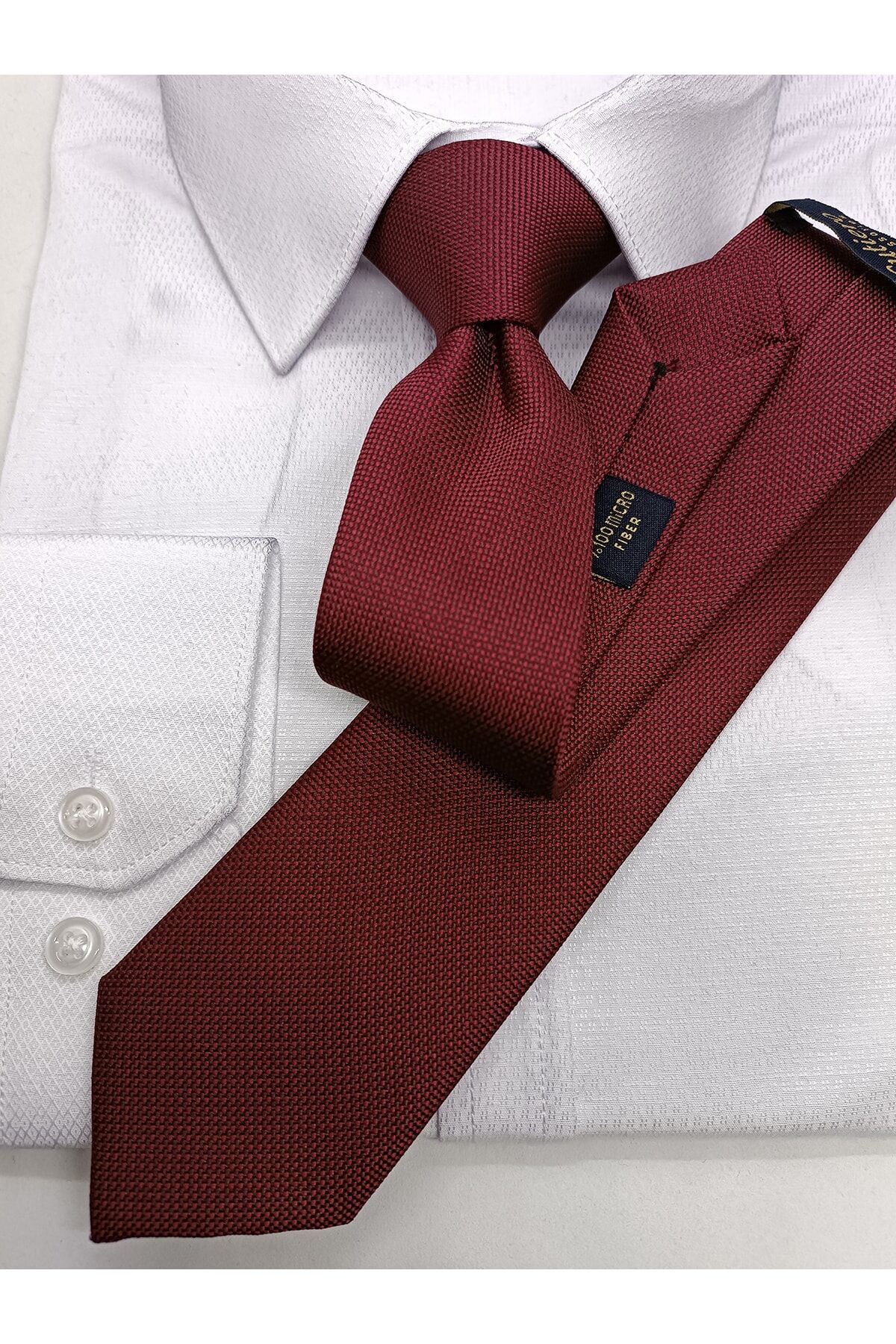 Lila Kum Desenli Slim Kravat Bordo Kırmızı