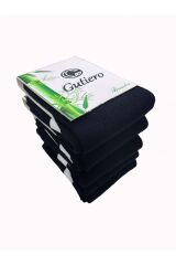 Unisex 6 Çift Bambu Görünmez Dikişsiz Uzun Siyah Çorap Siyah - 40-45