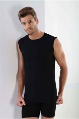 Arma Premium %100 Pamuklu 6'lı Paket Yuvarlak Yaka Kolsuz Erkek Siyah Atlet Siyah - 2XL