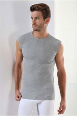 Arma Premium %100 Pamuklu 6'lı Paket Yuvarlak Yaka Kolsuz Erkek Siyah Atlet Gri - XL