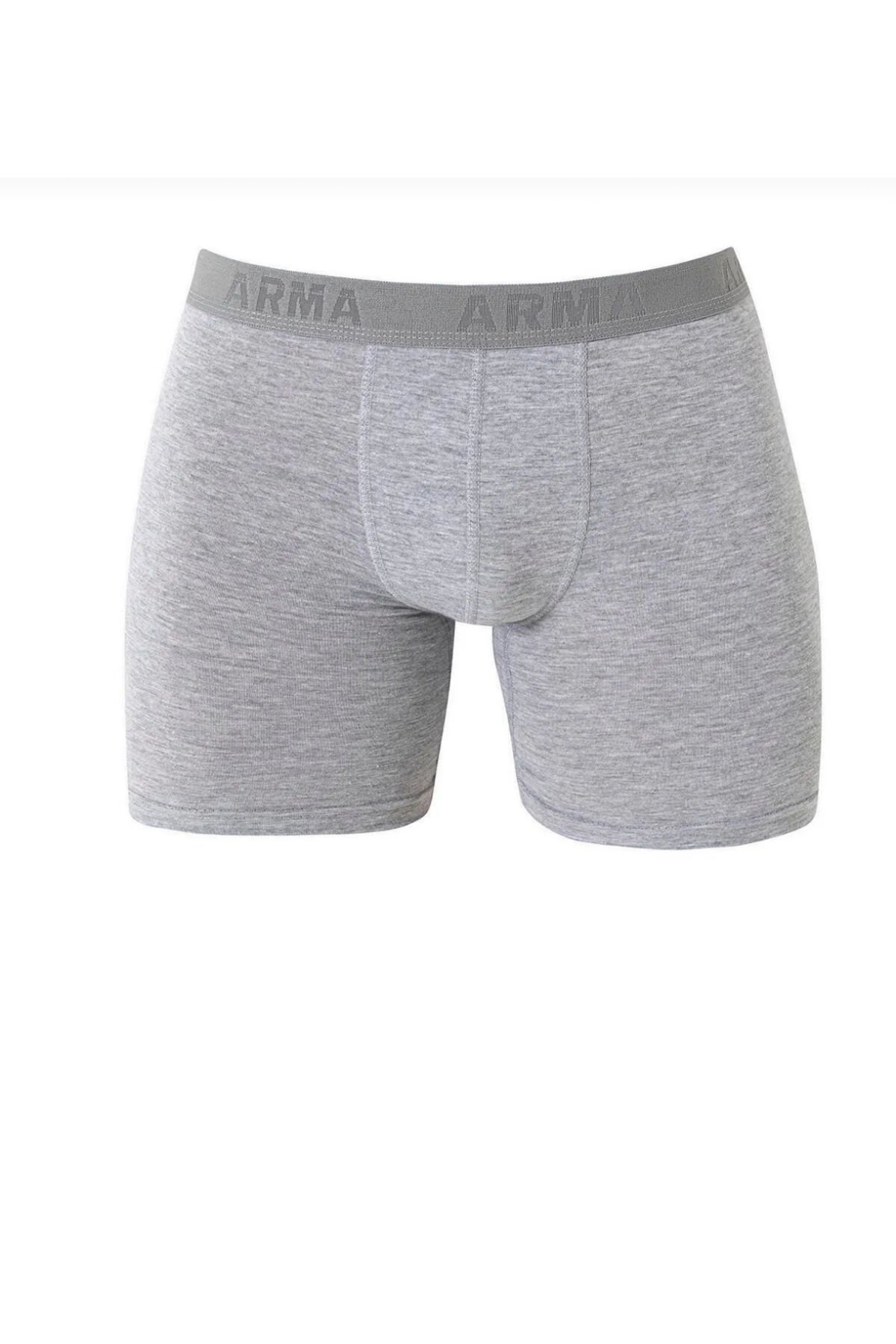 Arma Pamuklu Likralı Uzın Paçalı Erkek Siyah Boxer 3'lü Paket Gri - L